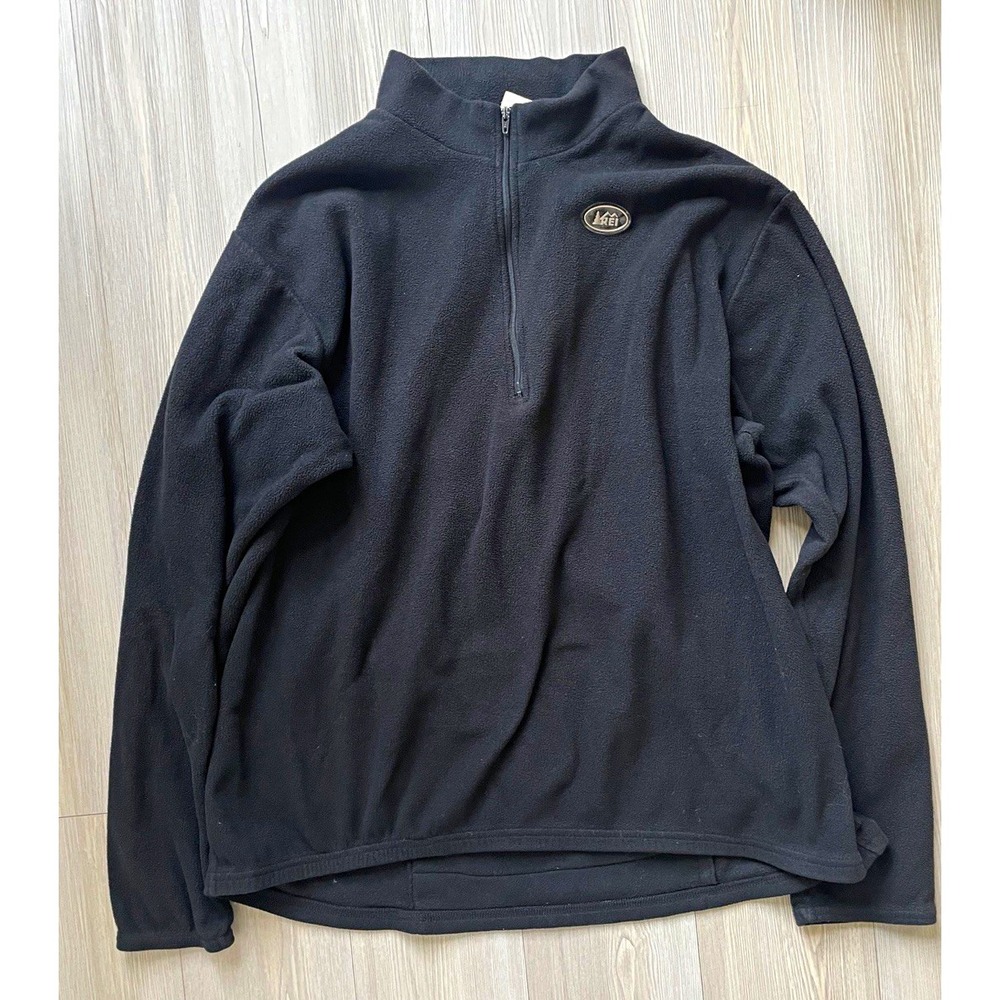REI Men's Black Fleece 1/4 Zip Mock Neck Pullover Sz XL Granola Gorpcore
